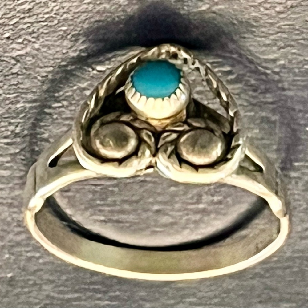 VTG Bell Trading Post Sterling Silver Turquoise Heart Ring Sz 6.5 Southwest Boho